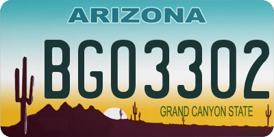 AZ license plate BGO3302