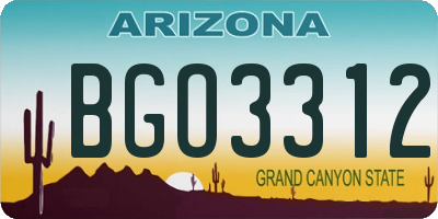 AZ license plate BGO3312