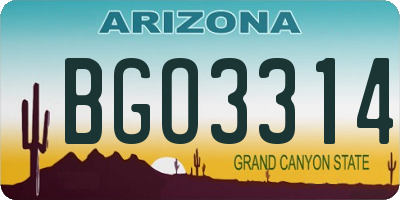 AZ license plate BGO3314