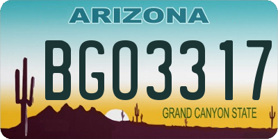 AZ license plate BGO3317