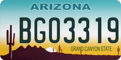 AZ license plate BGO3319
