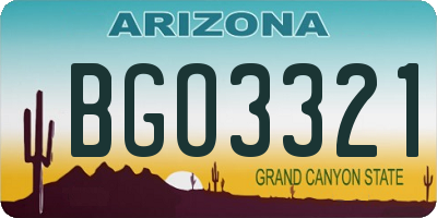 AZ license plate BGO3321