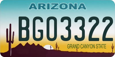 AZ license plate BGO3322