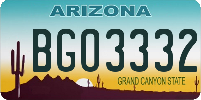 AZ license plate BGO3332