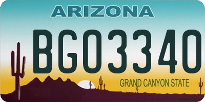 AZ license plate BGO3340