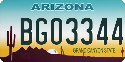 AZ license plate BGO3344