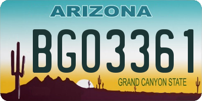AZ license plate BGO3361