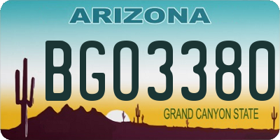 AZ license plate BGO3380