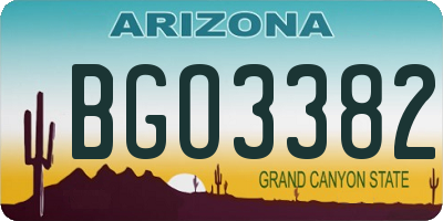 AZ license plate BGO3382