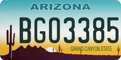 AZ license plate BGO3385