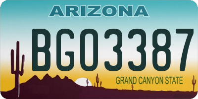 AZ license plate BGO3387