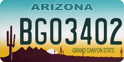 AZ license plate BGO3402
