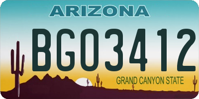 AZ license plate BGO3412