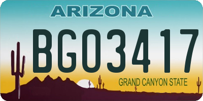 AZ license plate BGO3417