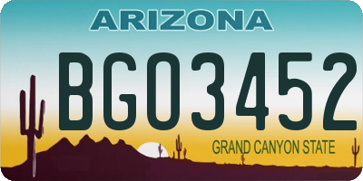 AZ license plate BGO3452