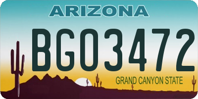AZ license plate BGO3472