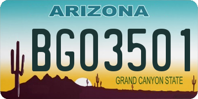 AZ license plate BGO3501