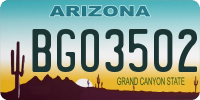 AZ license plate BGO3502