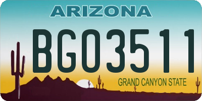 AZ license plate BGO3511