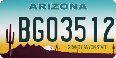 AZ license plate BGO3512