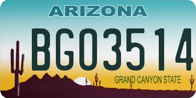 AZ license plate BGO3514