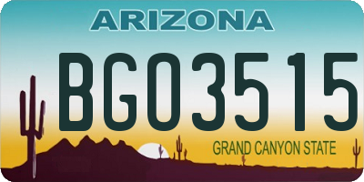 AZ license plate BGO3515