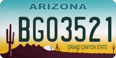 AZ license plate BGO3521