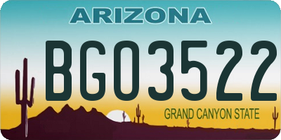 AZ license plate BGO3522