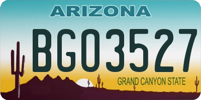 AZ license plate BGO3527