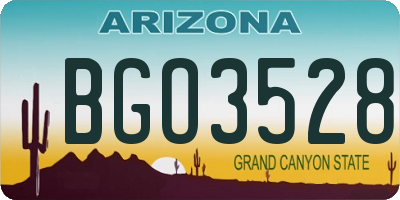 AZ license plate BGO3528