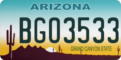 AZ license plate BGO3533
