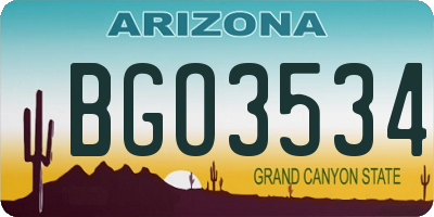 AZ license plate BGO3534