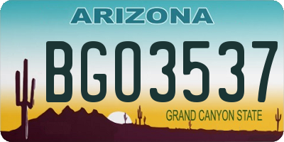 AZ license plate BGO3537