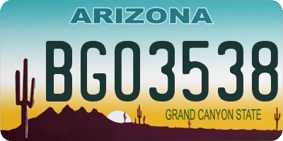 AZ license plate BGO3538