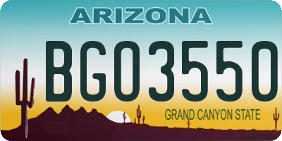 AZ license plate BGO3550
