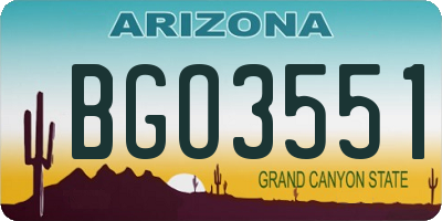 AZ license plate BGO3551