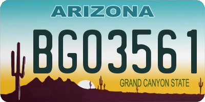 AZ license plate BGO3561