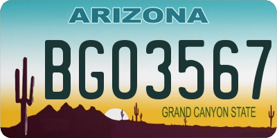 AZ license plate BGO3567