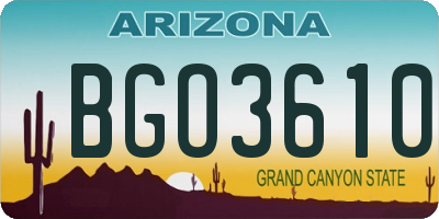 AZ license plate BGO3610