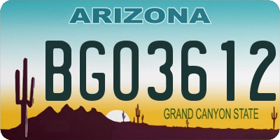 AZ license plate BGO3612