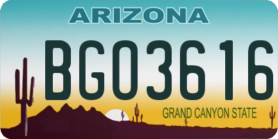 AZ license plate BGO3616