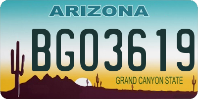 AZ license plate BGO3619