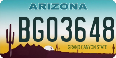 AZ license plate BGO3648