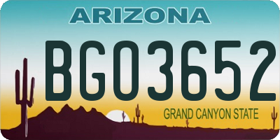 AZ license plate BGO3652