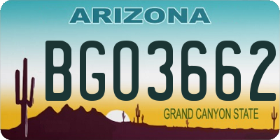 AZ license plate BGO3662