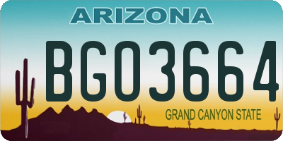 AZ license plate BGO3664