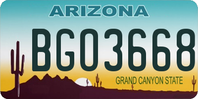 AZ license plate BGO3668