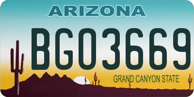AZ license plate BGO3669