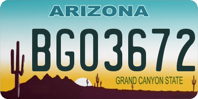 AZ license plate BGO3672