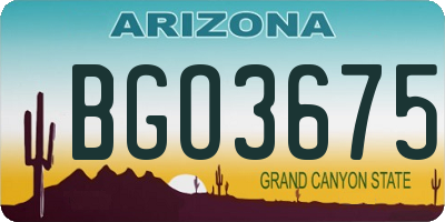 AZ license plate BGO3675